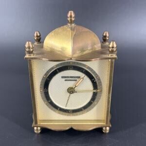 Vintage Solo-Relide Jewelled Brass Desk Clock Made In France For Parts-Untested